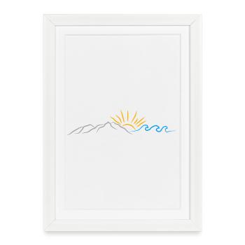 Vacances d’été Montagnes Vagues de soleil - Affiche encadrée (27 × 37 cm) - blanc - Devant