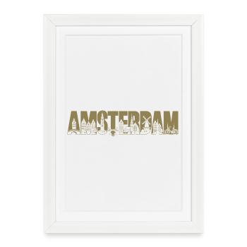 Amsterdam Hollande Pays-Bas Silhouette Holidays Se - Affiche encadrée (27 × 37 cm) - blanc - Devant
