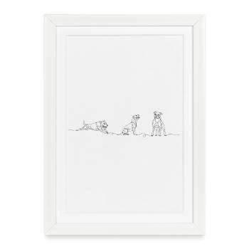 Art en ligne de mouvement du Staffordshire Bull Terrier - Affiche encadrée (27 × 37 cm) - blanc - Devant