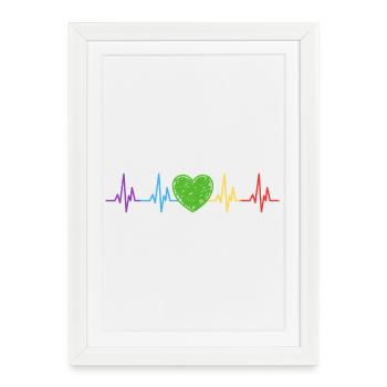 Rainbow Heartbeat LGBT Pride - Framed poster (27 × 37 cm) - white - Front