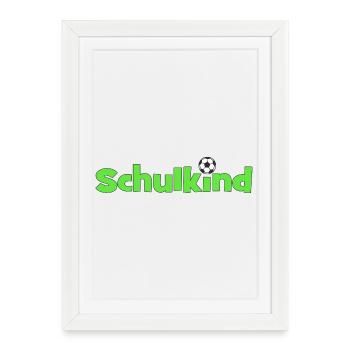 Schulkind mit Fußballball - Gerahmtes Poster (27 × 37 cm) - Weiß - Vorne