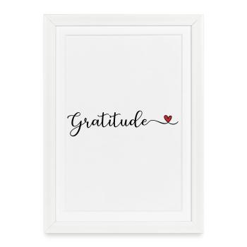 Gratitude : design mignon avec un cœur - Affiche encadrée (27 × 37 cm) - blanc - Devant