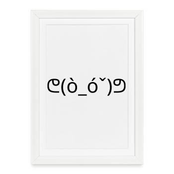 Émote Muscle ᕦ(ò_ó ˇ)ᕤ Kaomoji Fort - Affiche encadrée (27 × 37 cm) - blanc - Devant