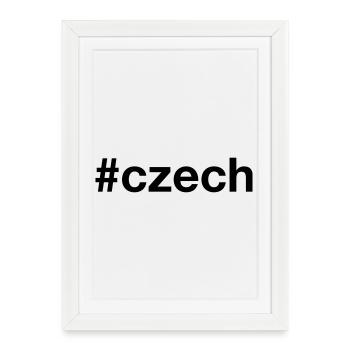 TCHÈQUE Hashtag République tchèque tchèque - Affiche encadrée (27 × 37 cm) - blanc - Devant
