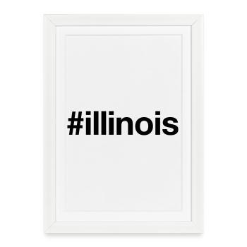 ILLINOIS Hashtag États-Unis - Affiche encadrée (27 × 37 cm) - blanc - Devant