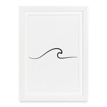 vague icône contour surf vague mer - Affiche encadrée (27 × 37 cm) - blanc - Devant