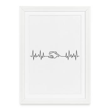 wave peace handshake - Gerahmtes Poster (27 × 37 cm) - Weiß - Vorne