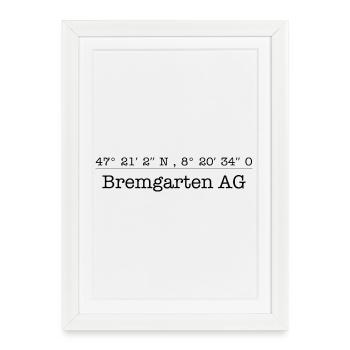 Bremgarten, canton d’Argovie, coordonnées - Affiche encadrée (27 × 37 cm) - blanc - Devant