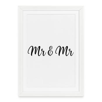 Mr & Mr design de mariage gay pour homme - Affiche encadrée (27 × 37 cm) - blanc - Devant