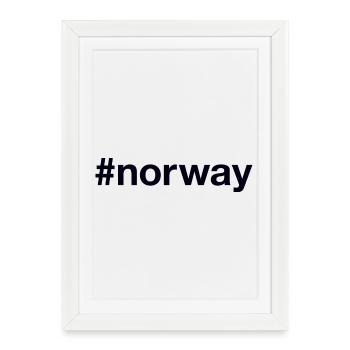 NORWAY Hashtag Norwegen - Gerahmtes Poster (27 × 37 cm) - Weiß - Vorne