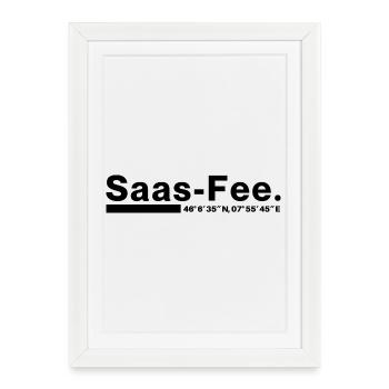Coordonnées Saas-Fee Valais, Suisse - Affiche encadrée (27 × 37 cm) - blanc - Devant