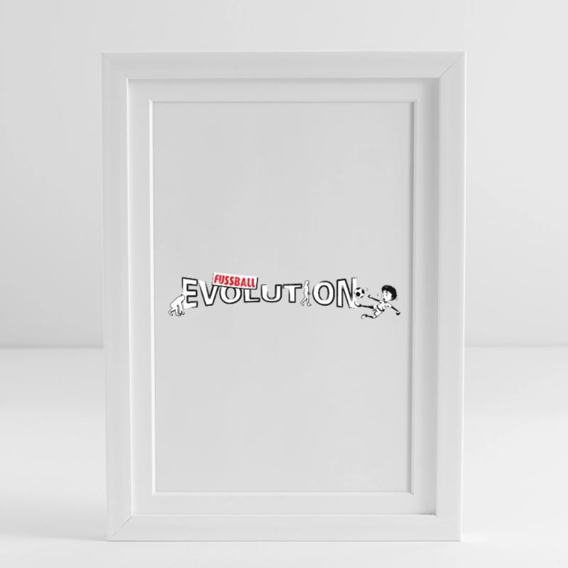 Fussball Evolution | Evolution Design Gerahmtes Poster (27 × 37 cm)