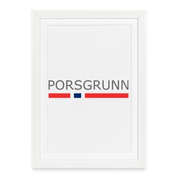 Drapeau de la Norvège - Porsgrunn - Norge - Norwegen - Affiche encadrée (27 × 37 cm) - blanc - Devant