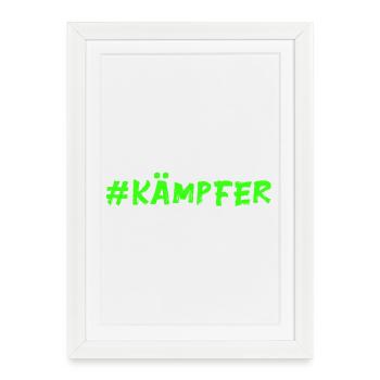 Kämpfer - neongrün - Glücksbringer - Gerahmtes Poster (27 × 37 cm) - Weiß - Vorne