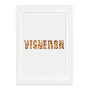 Vigneron – Typographie en bouchons de vin - Affiche encadrée (27 × 37 cm) - blanc - Devant