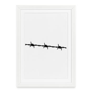 Barbed Wire Motif – Freedom & Defense in Politics - Framed poster (27 × 37 cm) - white - Front