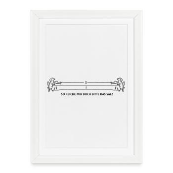 Salt Rich Slapstick Dachshund Long Table - Framed poster (27 × 37 cm) - white - Front