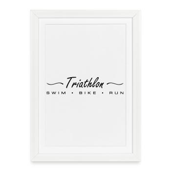 Triathlon Schwimmen Laufen Radfahren - Gerahmtes Poster (27 × 37 cm) - Weiß - Vorne