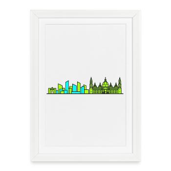 Artographie en ligne de la Skyline de la Basilique de la ville de Saragosse - Affiche encadrée (27 × 37 cm) - blanc - Devant