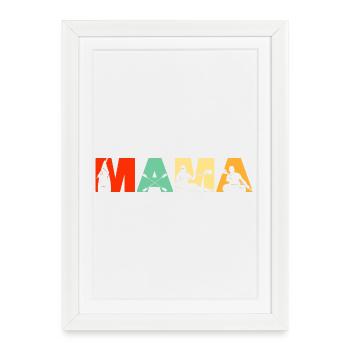 Kayaker MAMA Retro Sunset Kayaking Cadeau - Affiche encadrée (27 × 37 cm) - blanc - Devant
