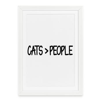 Chats>Gens Drôle de Chat - Affiche encadrée (27 × 37 cm) - blanc - Devant