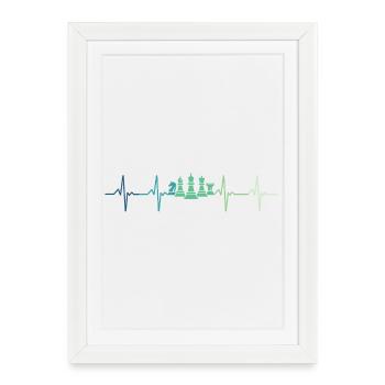 Échecs Battement de coeur jeux d'échecs - Affiche encadrée (27 × 37 cm) - blanc - Devant