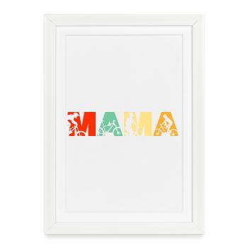 Mountain Biking Mama Vélo Tout-Terrain - Affiche encadrée (27 × 37 cm) - blanc - Devant