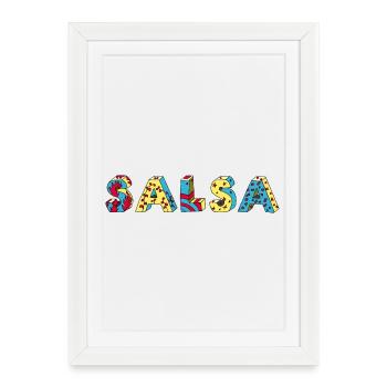 Logo positif cool Salsa Rueda Latino - Affiche encadrée (27 × 37 cm) - blanc - Devant