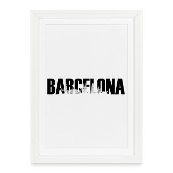 Barcelona Spain Catalonia Europe Skyline - Framed poster (27 × 37 cm) - white - Front