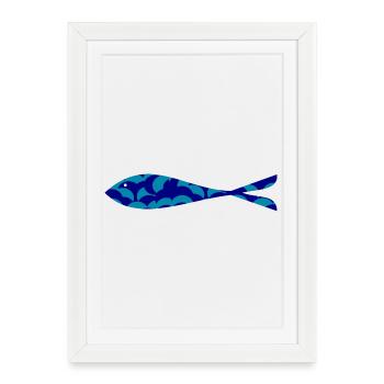 SARDINE. POISSON. POISSON D'AVRIL. PÂQUES. MER - Affiche encadrée (27 × 37 cm) - blanc - Devant