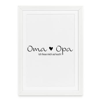 Oma Opa ich freue mich auf euch - Gerahmtes Poster (27 × 37 cm) - Weiß - Vorne