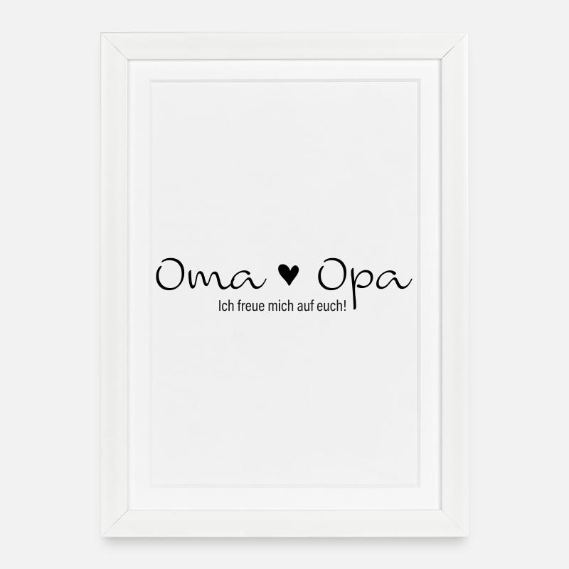 Oma Opa ich freue mich auf euch - Gerahmtes Poster (27 × 37 cm) - Weiß