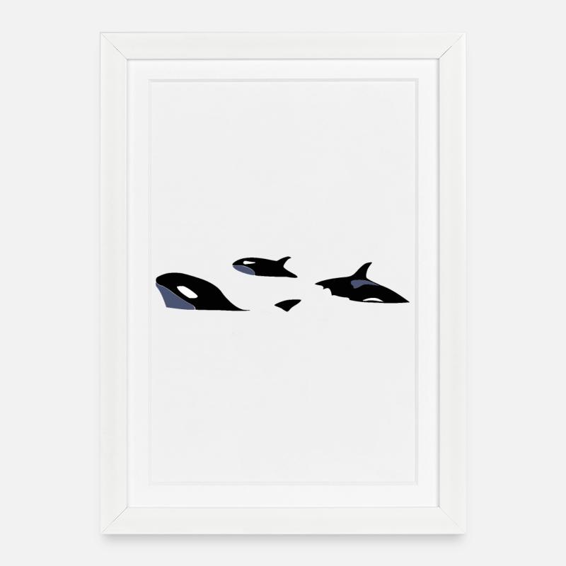Orcas - Gerahmtes Poster (27 × 37 cm) - Weiß