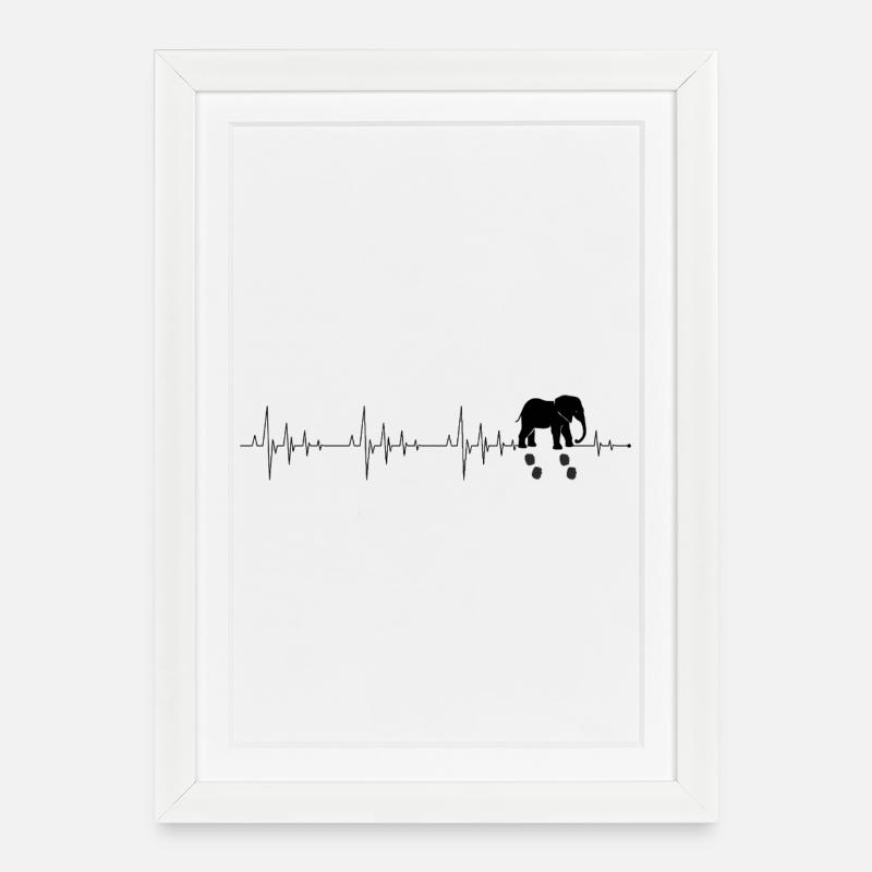 Herzschlag Elefant - Gerahmtes Poster (27 × 37 cm) - Weiß