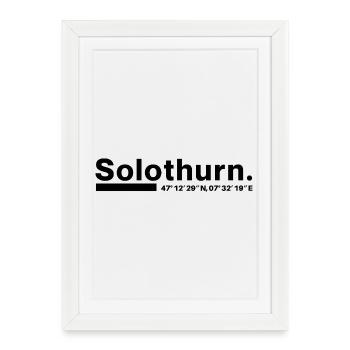 Coordonnées de Soleure : Canton Suisse - Affiche encadrée (27 × 37 cm) - blanc - Devant