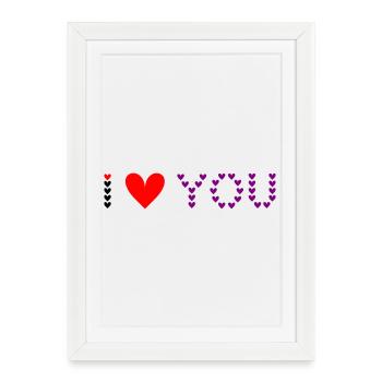 Je t’aime - Motif Coeur - Affiche encadrée (27 × 37 cm) - blanc - Devant