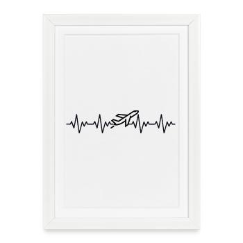 Airplane Pilot ECG Heartbeat - Framed poster (27 × 37 cm) - white - Front