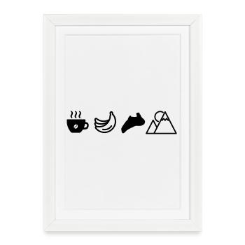 Conception de sports de montagne Amateur de café grimpant la banane - Affiche encadrée (27 × 37 cm) - blanc - Devant