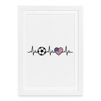 America USA Heartbeat Football America Americans - Affiche encadrée (27 × 37 cm) - blanc - Devant