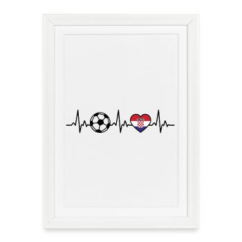 Croatie Football Heartbeat Croatie - Affiche encadrée (27 × 37 cm) - blanc - Devant