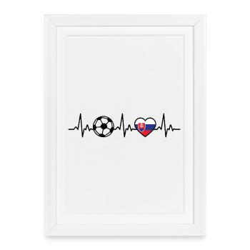 Slovaquie Football Heartbeat Slovaquie - Affiche encadrée (27 × 37 cm) - blanc - Devant
