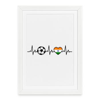 Football Inde Heartbeat Inde - Affiche encadrée (27 × 37 cm) - blanc - Devant