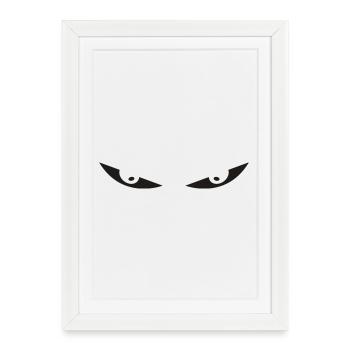 yeux de bande dessinée des yeux smiley - Affiche encadrée (27 × 37 cm) - blanc - Devant