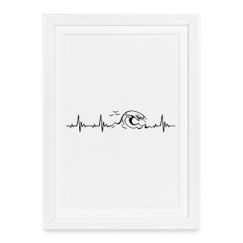 Mer Baltique Mer du Nord Vague Heartbeat Fréquence Puls ECG - Affiche encadrée (27 × 37 cm) - blanc - Devant