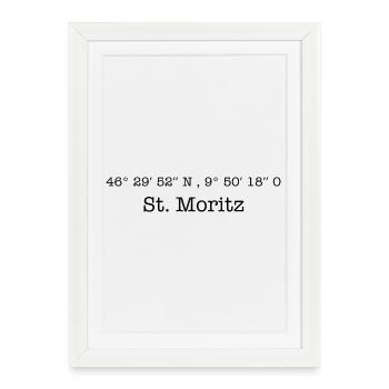 Coordinates Sankt Moritz Switzerland - Framed poster (27 × 37 cm) - white - Front