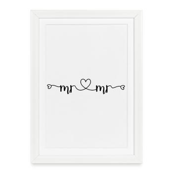 Mr & Mr Wedding Design Gay Couple - Affiche encadrée (27 × 37 cm) - blanc - Devant