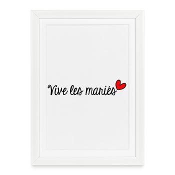 JUST MARRIED. EVJF. SAINT VALENTIN. COUPLE - Affiche encadrée (27 × 37 cm) - blanc - Devant