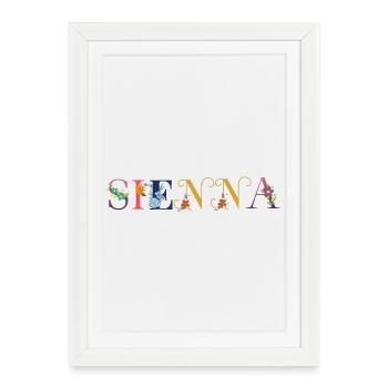 SIENNA Nom Décoré de Fleurs - Affiche encadrée (27 × 37 cm) - blanc - Devant