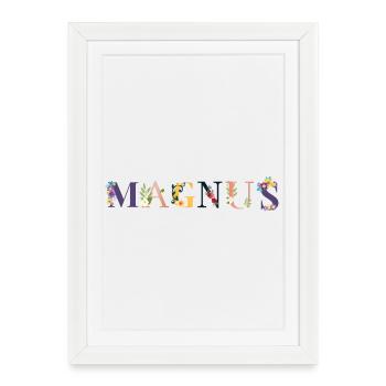 Nom MAGNUS Décoré de Fleurs - Affiche encadrée (27 × 37 cm) - blanc - Devant