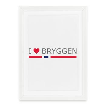 J’aime Bryggen - Norvège - Norvège - Norvège - Affiche encadrée (27 × 37 cm) - blanc - Devant